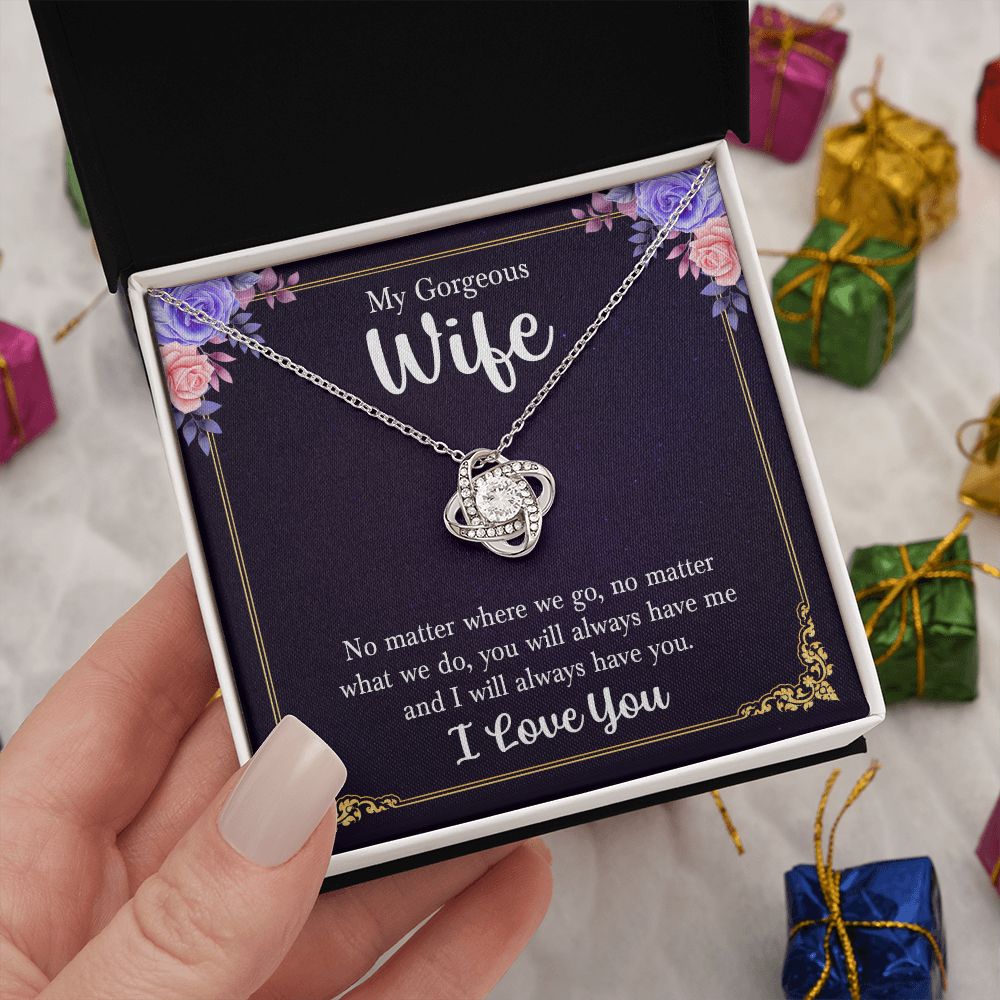 To My Wife Necklace Romantic Gifts For Her Unique Necklaces For Wife From Husband Cute Valentines Day Anniversary Birthday, Love Knot Meaningful Necklace Message Card and Gift Box Styles on Birthday, Christmas, Anniversary Love knot Thang