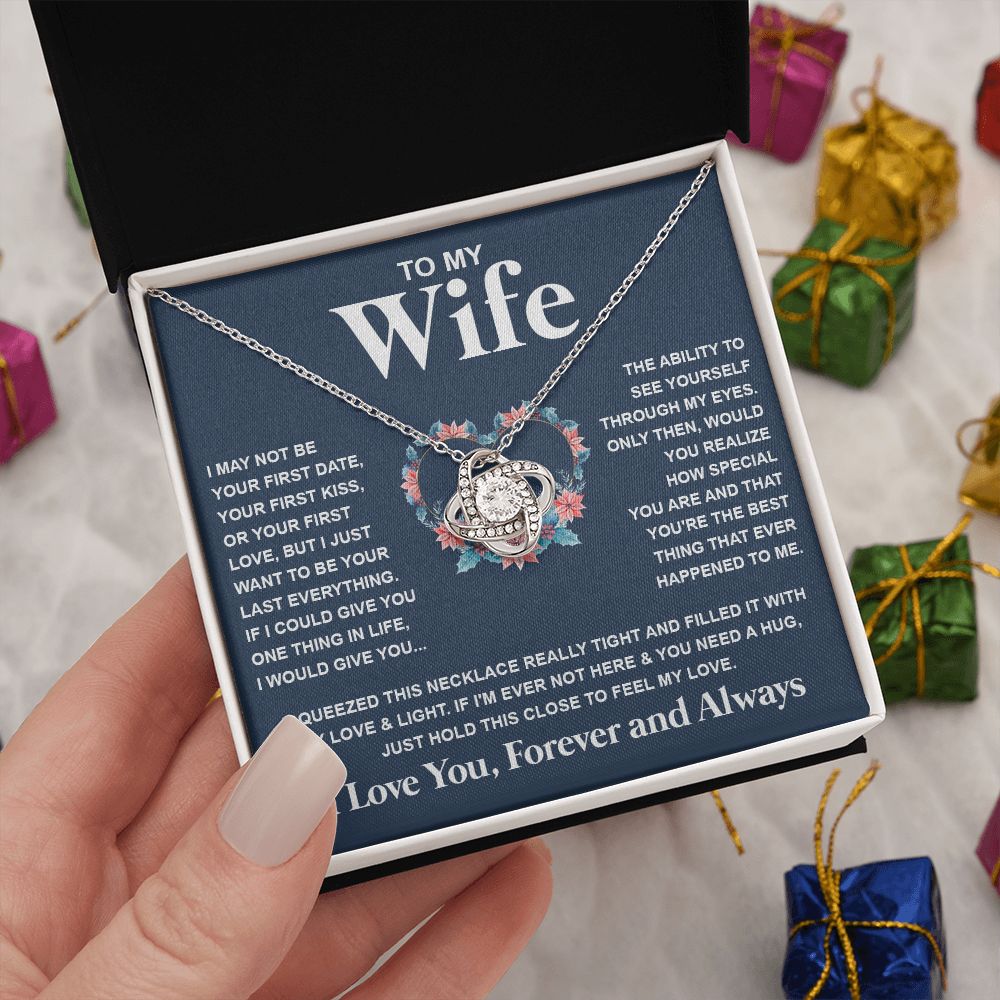 Couples Gifts Necklace To My Soulmate Necklace Birthday Christmas Jewelry Romantic Gift For My Wife Pendant Jewelry with Message Card and Box Necklaces for Women Valentines Day Happy Anniversary Wedding Present Love knot Thang