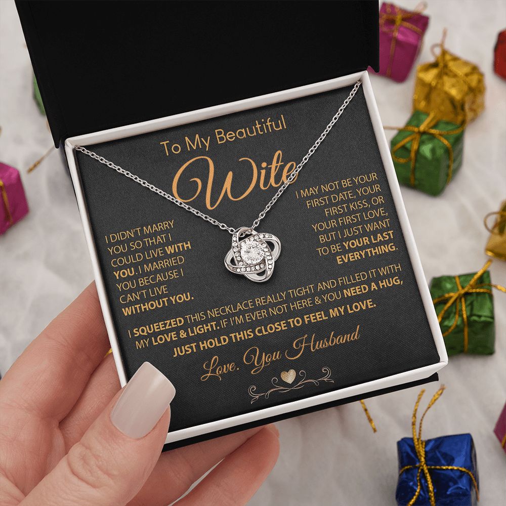 My Beautiful Soulmate Necklace Future Wife Gifts, Promise Necklace For Her, Fiance Gifts For Her, Valentine Gifts For Future Wife With Message Card Box LED, Soulmate Necklace For Women, To My Wife Necklace Love knot Thang