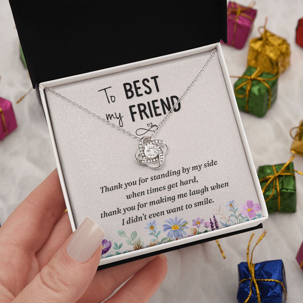 To My Best Friend On Her Wedding Day Necklace, Soul Sisters Necklace, BFF Necklace, Best Friend Gift Jewelry, Long Distance, Friends, Meaningful Necklace Message Card and Gift Box Styles on Birthday, Christmas, Anniversary Love knot Thang