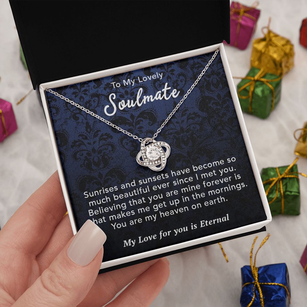 To My Lovely Soulmate Necklace Gift From Husband To My Badass Wife Pendant Wedding Jewelry with Message Card and Gift Box. Gift for Wife. Necklace Gift Set for Wife Necklace Gifts Box Gift Box Styles Love knot Thang