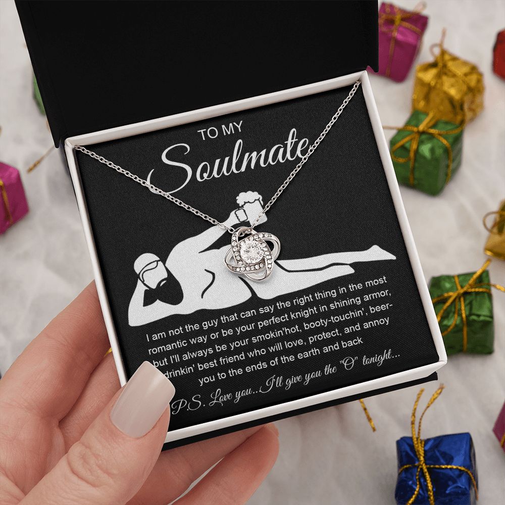 To My Soulmate Necklace For Women, Funny Gifts For Girlfriend,Valentine Christmas Presents For Girlfriend, Best Birthday Meaningful Gift Ideas For Wife, Women Romantic Jewelry For Her Anniversary Message Card and Gift Box Styles Love knot Thang