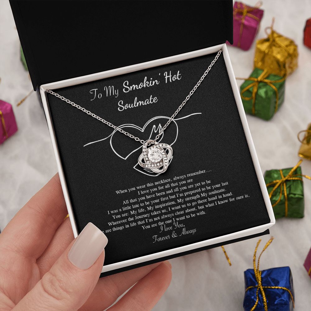 Couples Gifts Necklace To My Hot Soulmate Necklace, Necklace Gifts For Wife From Husband Jewelry Romantic Gifts For My Wife Necklace Custom Name Message Card and Gift Box Styles on Birthday, Christmas, Wedding, Anniversary, Valentine Love knot Thang
