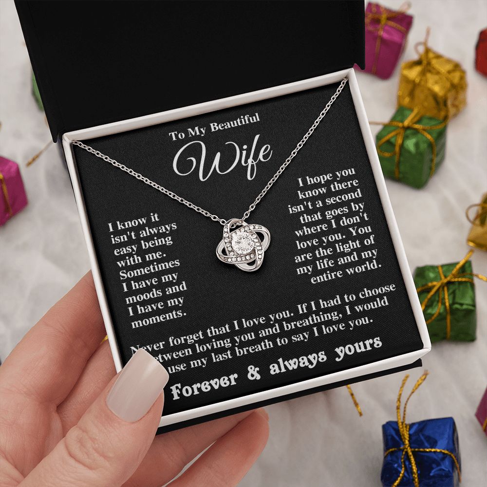Gifts for Wife Necklace from Husband, Gifts for Wife from Husband, Anniversary Gifts for Her Gifts Soulmate Message Card and Necklace Gift Box Gift Box Styles on Birthday, Wedding, Anniversary, Valentine Love knot Thang