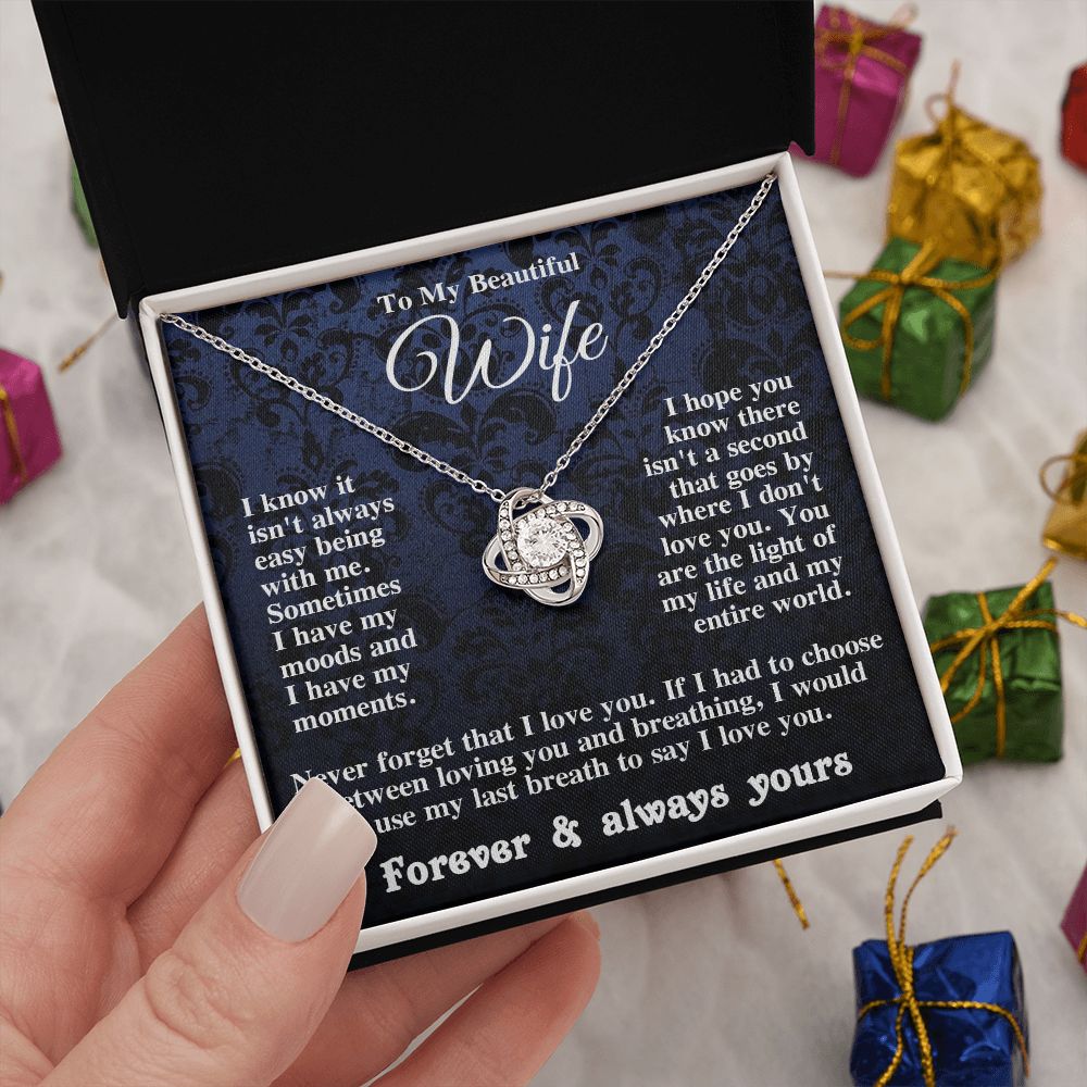 Gifts for Wife Necklace from Husband, Gifts for Wife from Husband, Wedding Gifts for Her Gifts Soulmate Message Card and Necklace Gift Box Gift Box Styles on Birthday, Wedding, Anniversary, Valentine Love knot Thang