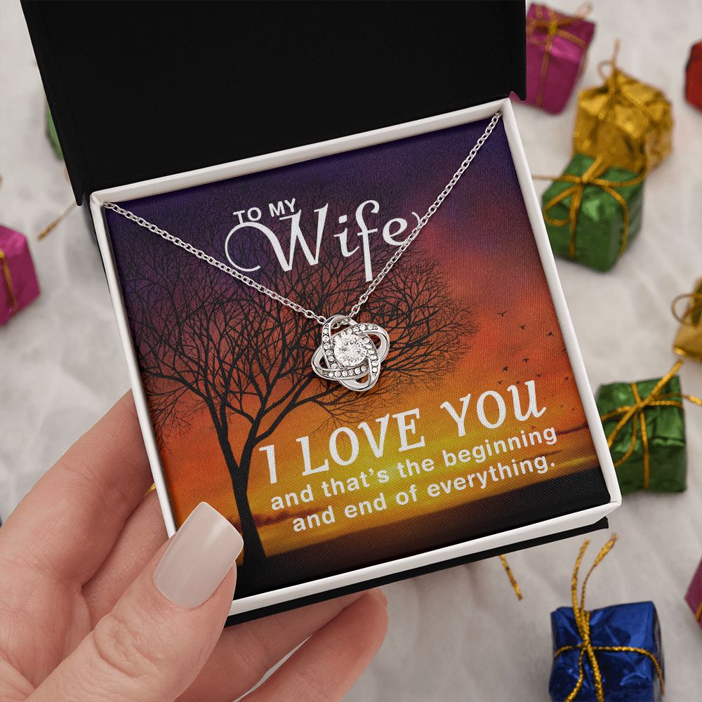 Birthday For Wife, Love Necklace Gifts For Wife From Husband, To My Soulmate Necklace For Women, To My Wife Necklace Wedding Anniversary, Love Knot Meaningful Necklace Message Card and Gift Box Styles on Birthday, Christmas, Anniversary Love knot Thang
