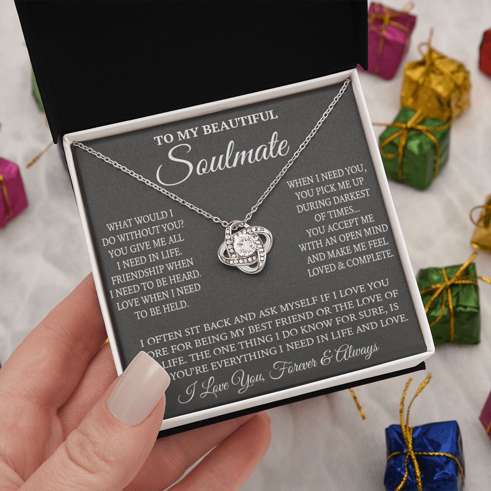Couples Gifts Necklace To My Soulmate Necklace, Necklace Gifts For Wife From Husband Jewelry Romantic Gifts For My Wife Necklace Message Card and Gift Box Styles on Birthday, Christmas, Wedding, Anniversary, Valentine Love knot Thang
