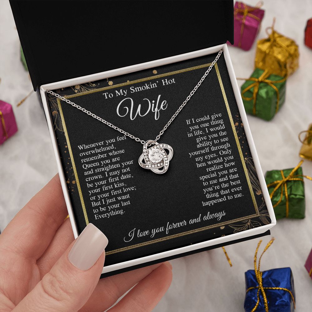 To My Beautiful Soulmate Necklace Gifts, Valentine Jewelry Gifts for Women, Anniversary Gifts For Wife From Husband To My Wife Necklace Message Card and Necklace Gift Box Gift Box Styles on Birthday, Wedding, Anniversary, Valentine Love knot Thang