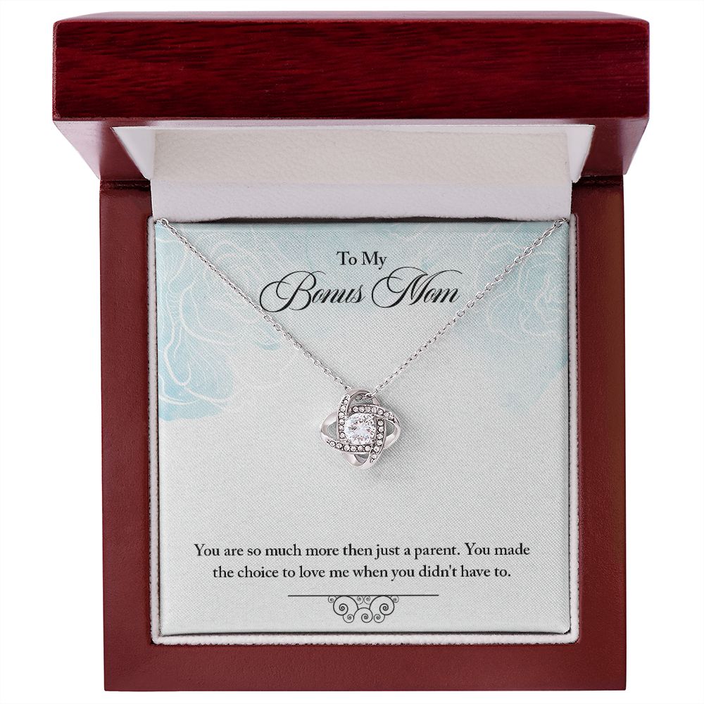 My Bonus Mom Necklace, Dear Mom, Mother's Day Necklace, Gift for Mom from Daughter, Son, Amazing Mom, Perfect Mother Mother's Day Gift, Love Knot Necklace Message Card and Gift Box Styles on Birthday, Christmas, Anniversary Love knot Thang