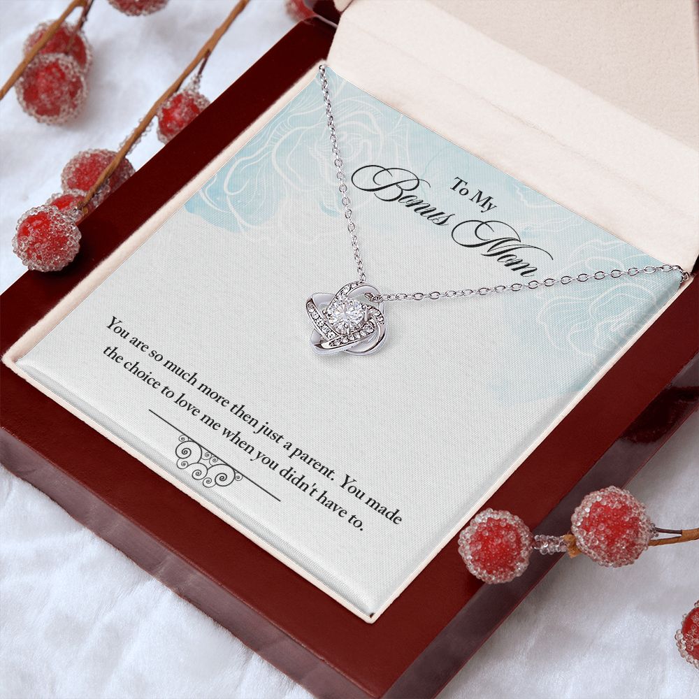 My Bonus Mom Necklace, Dear Mom, Mother's Day Necklace, Gift for Mom from Daughter, Son, Amazing Mom, Perfect Mother Mother's Day Gift, Love Knot Necklace Message Card and Gift Box Styles on Birthday, Christmas, Anniversary Love knot Thang