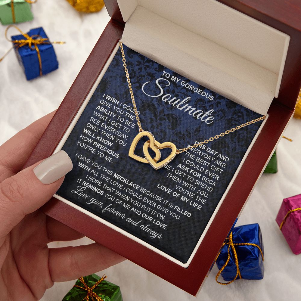 to My Soulmate Necklace from Husband, Necklaces for Wife from Husband, to My Soulmate Necklace for Women, Soulmate Jewelry for Wife Wedding Jewelry Gifts for Wife Birthday Gifts from Husband Interlocking Heart