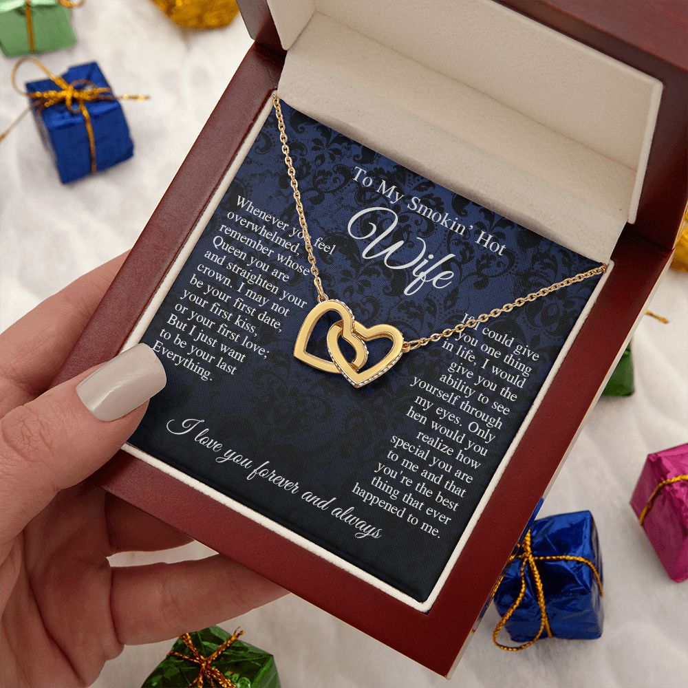 To My Beautiful Soulmate Necklace, Valentine Anniversary Jewelry Gift for Women, Anniversary Gifts For Wife From Husband To My Wife Necklace Message Card and Necklace Gift Box Gift Box Styles on Birthday, Wedding, Anniversary, Valentine Interlocking Heart