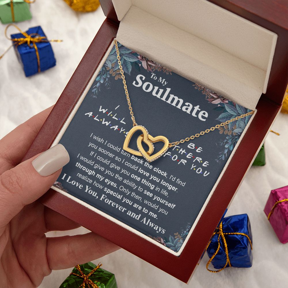 To My Soulmate Necklace To My Future Wife Necklace Gifts, Promise Necklace For Her, Fiance Gifts For Her, Anniversary Necklace Gifts For Soulmate From Husband With Message Card Box LED, Soulmate Necklace For Women, To My Wife Necklace Interlocking Heart