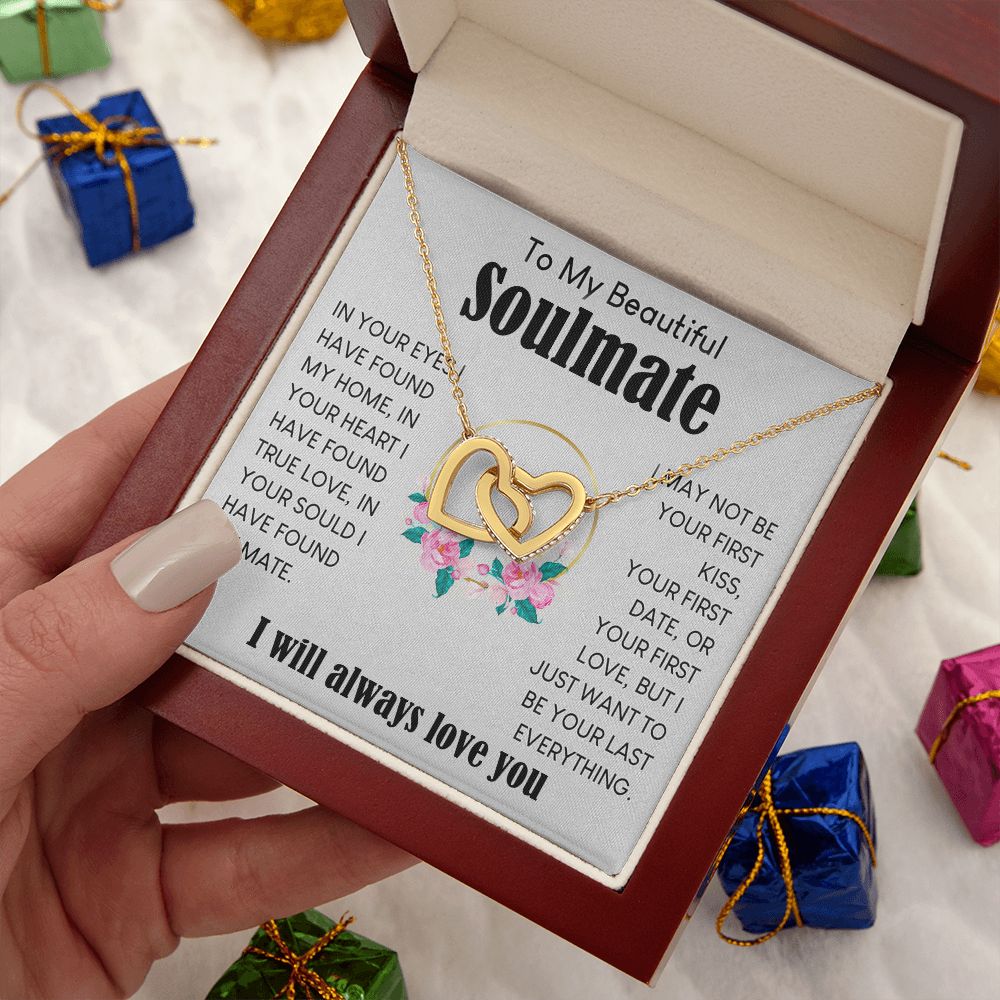 My Beautiful Soulmate Necklace To My Future Wife Gifts, Promise Necklace For Her, Fiance Gifts For Her, Valentine Gifts For Soulmate From Husband With Message Card Box LED, Soulmate Necklace For Women, To My Wife Necklace Interlocking Heart