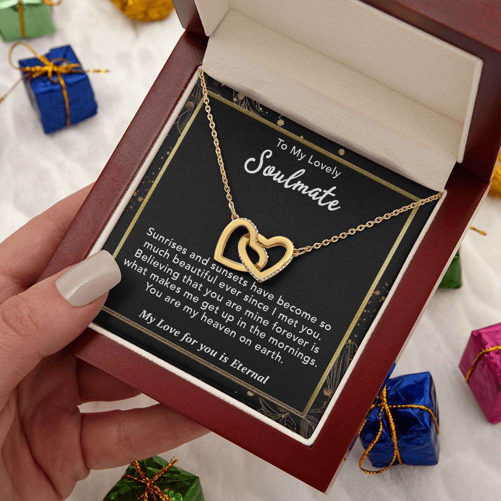 To My Lovely Soulmate Necklace Gift From Husband To My Badass Wife Pendant Jewelry with Message Card and Gift Box. Gift for Wife. Necklace Gift Set for Wife Necklace Gifts Box Gift Box Styles Interlocking Heart