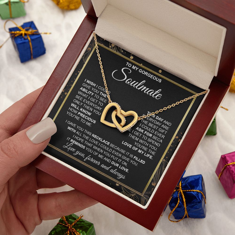 to My Soulmate Necklace from Husband, Necklaces for Wife from Husband, to My Soulmate Necklace for Women, Soulmate Jewelry for Wife Wedding Jewelry Gifts for Wife Valentine Gifts from Husband Interlocking Heart