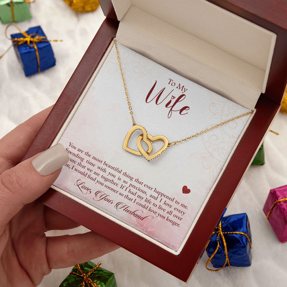Couples Gifts,My Wife Girlfriend Necklace Gifts From Husband, Wedding Anniversary Jewelry For Wife From Husband, Wife Birthday From Husband, To My Beautiful Wife Girlfriend Message Card and Gift Box styles On Birthday, Christmas, Anniversary Interlocking