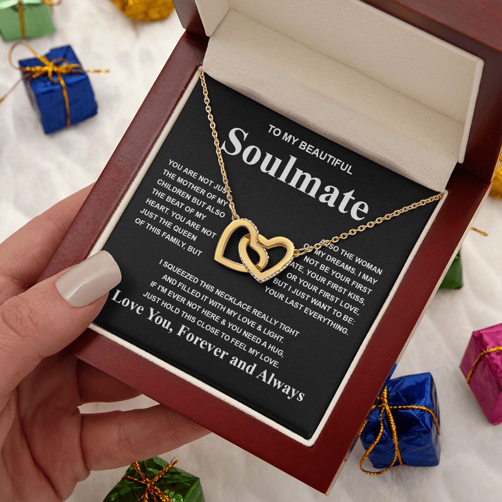 Gifts For Soulmate Birthday Gifts From Husband Necklace Valentines Days, Necklace for Future Soulmate, Anniversary Necklace Jewelry for Wife Necklace Gifts from Husband - Soulmate Gift Necklace with Message Card and Gift Box Interlocking Heart