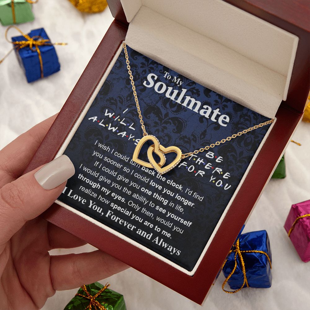 To My Soulmate Necklace To My Future Wife Necklace Gifts, Promise Necklace For Her, Fiance Gifts For Her, Valentine Necklace Gifts For Soulmate From Husband With Message Card Box LED, Soulmate Necklace For Women, To My Wife Necklace Interlocking Heart