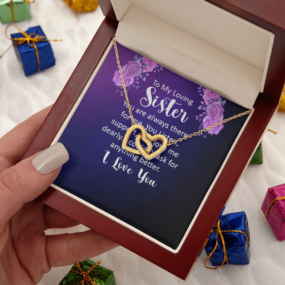 Couples Gifts, Loving Sister Necklace Gifts From Husband, Wedding Anniversary Jewelry For Wife From Husband, Wife Birthday From Husband, To My Unbiological Sister Message Card and Gift Box styles On Birthday, Christmas, Anniversary Interlocking Heart
