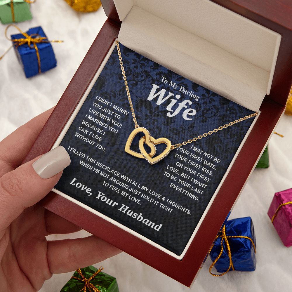 Valentine Gifts for Wife Necklace from Husband- Gifts for Wife from Husband, Wedding Gifts for Her Gifts Soulmate Message Card and Necklace Gift Box Gift Box Styles on Birthday, Wedding, Anniversary, Valentine Interlocking Heart