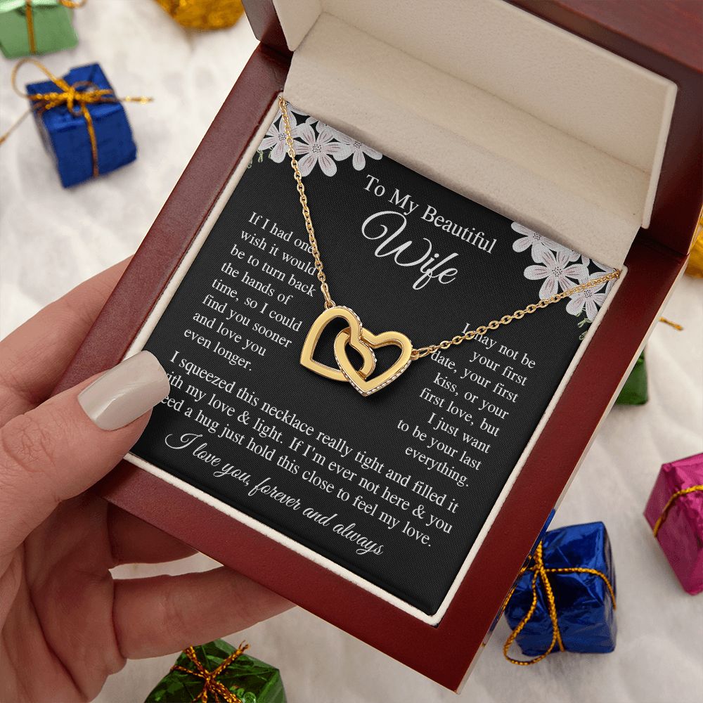 Wife Necklace Gift for Her, Soulmate Jewelry, Necklace for Future Soulmate, Wedding Valentine Jewelry for Wife Necklace Gifts from Husband - Soulmate Gift Necklace with Message Card and Gift Box Interlocking Heart