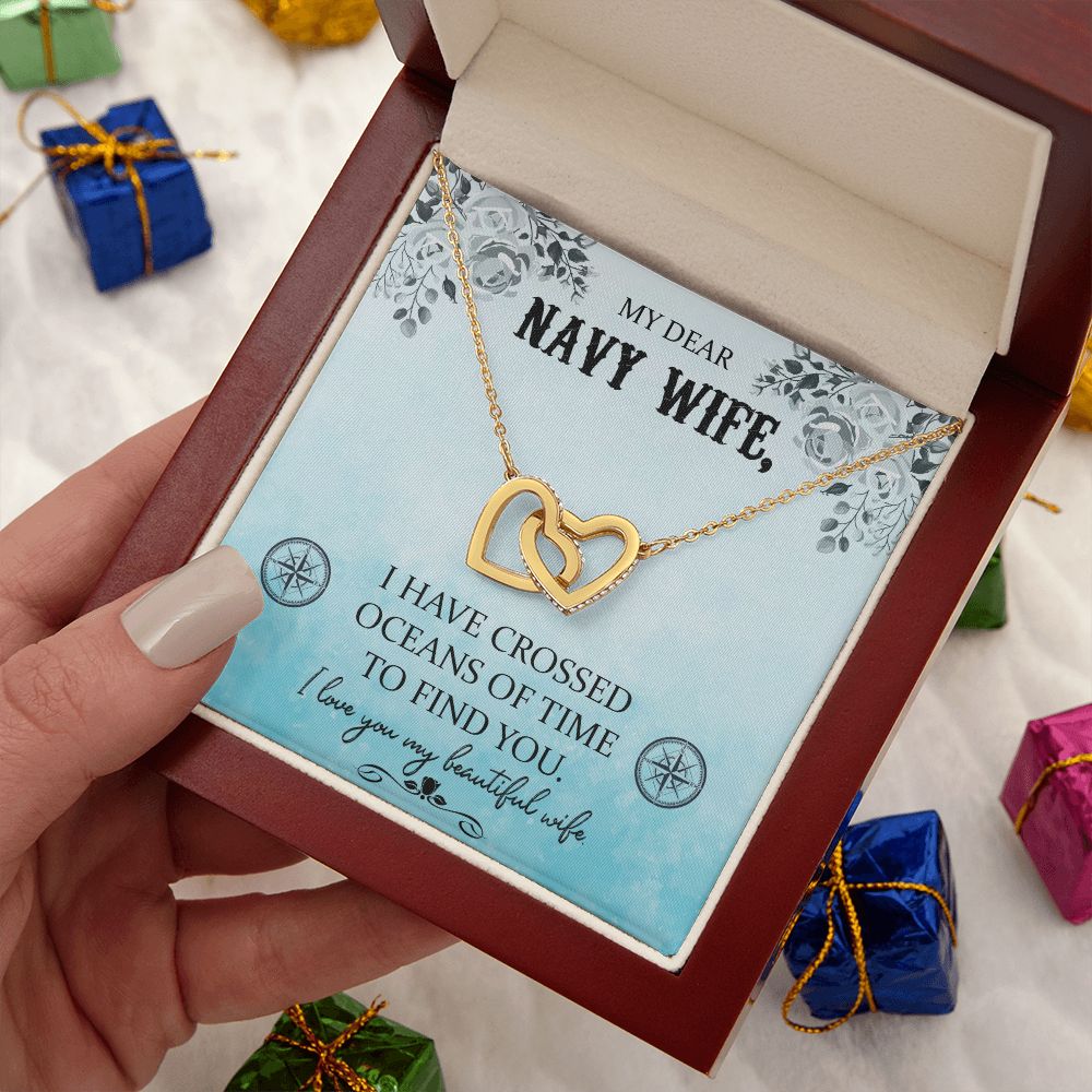 Couples Gifts, Dear Wife Necklace Gifts From Husband, Wedding Anniversary Jewelry For Wife From Husband, Wife Birthday From Husband, To My Beautiful Wife Girlfriend Message Card and Gift Box styles On Birthday, Christmas, Anniversary Interlocking Heart