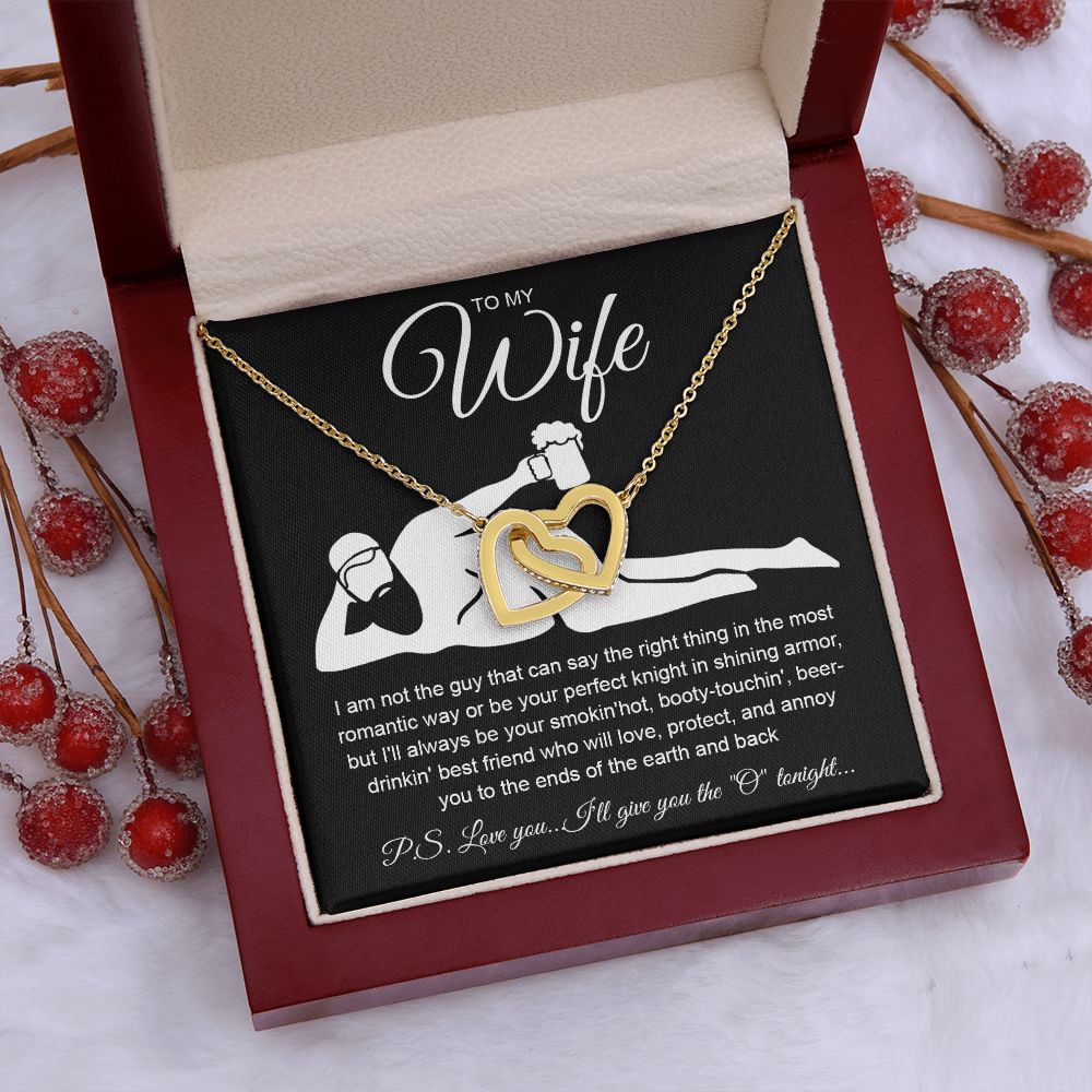 To My Wife Necklace For Women, Funny Gifts For Girlfriend,Valentine Christmas Presents For Girlfriend, Best Birthday Meaningful Gift Ideas For Wife, Women Romantic Jewelry For Her Anniversary Message Card and Gift Box Styles Interlocking Heart