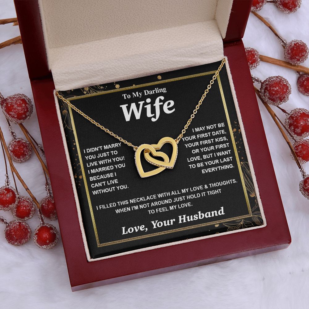 Valentine Gifts for Wife Necklace from Husband, Gifts for Wife from Husband, Wedding Gifts for Her Gifts Soulmate Message Card and Necklace Gift Box Gift Box Styles on Birthday, Wedding, Anniversary, Valentine Interlocking Heart