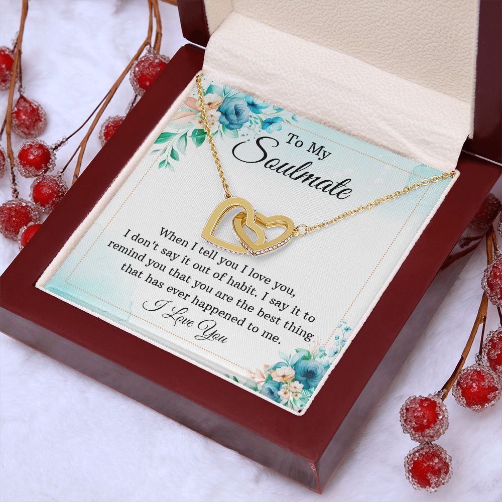 To My Soulmate, To My Wife Necklace, Wife Necklace, Wife Gift, WIfe Gift From Husband, Happy Anniversary, Meaningful Necklace Message Card and Gift Box Styles on Birthday, Christmas, Anniversary Interlocking Heart