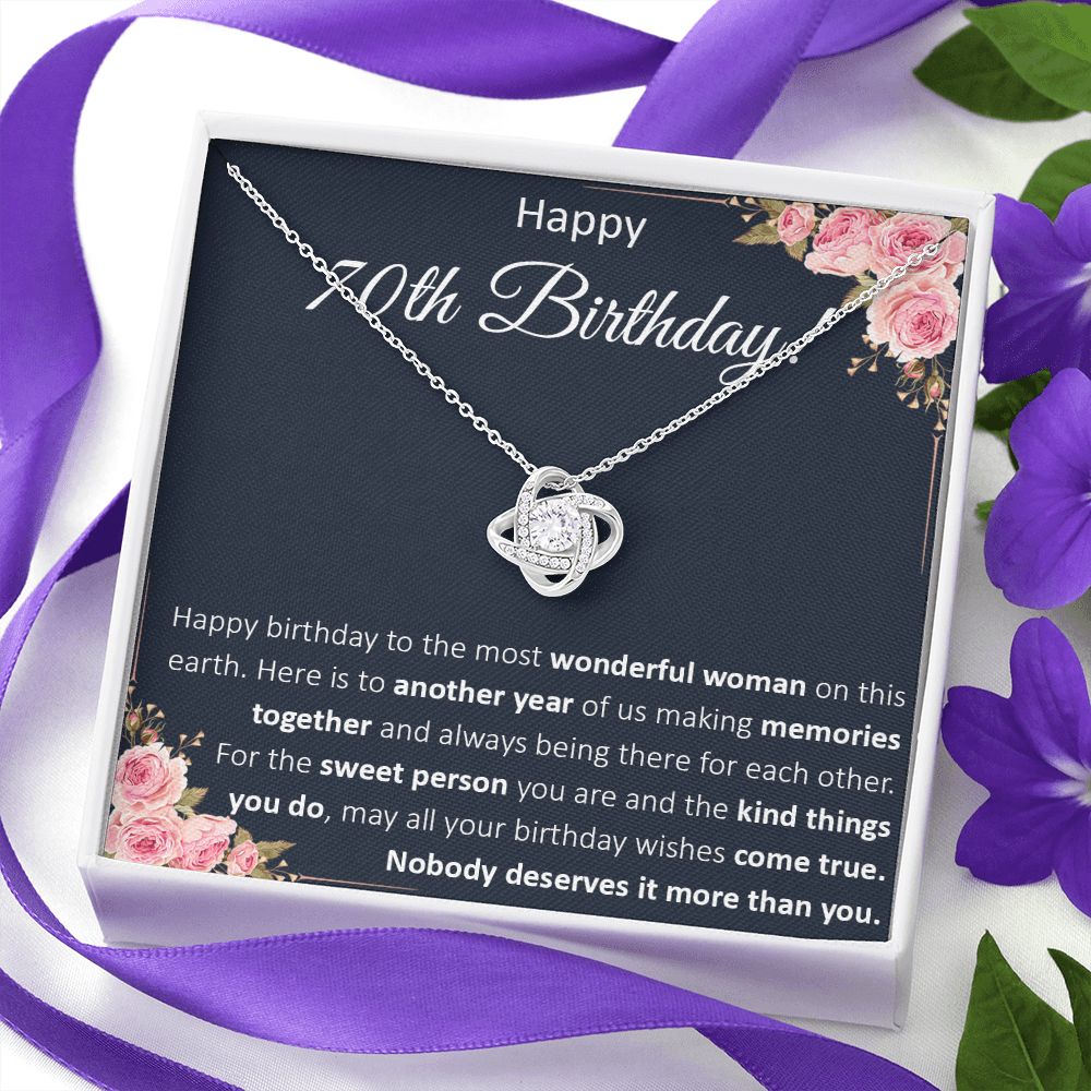 70th Birthday Gifts For Women, Best Gifts For 70 Year Old Woman, Happy 70th Birthday Present Card Ideas For Women Turning 70 with Message Card and Gift Box Love Knot