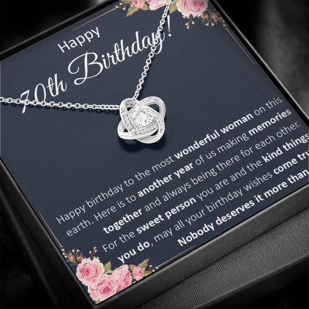70th Birthday Gifts For Women, Best Gifts For 70 Year Old Woman, Happy 70th Birthday Present Card Ideas For Women Turning 70 with Message Card and Gift Box Love Knot