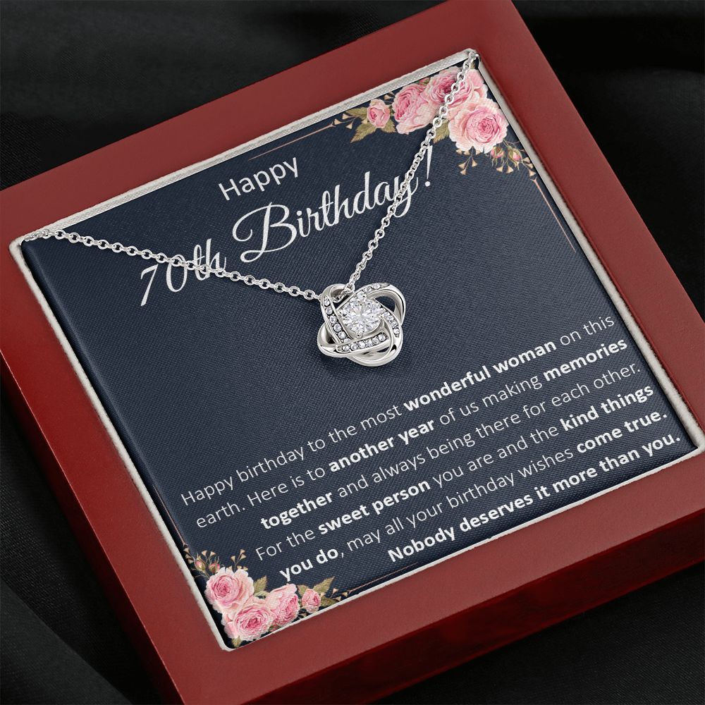 70th Birthday Gifts For Women, Best Gifts For 70 Year Old Woman, Happy 70th Birthday Present Card Ideas For Women Turning 70 with Message Card and Gift Box Love Knot