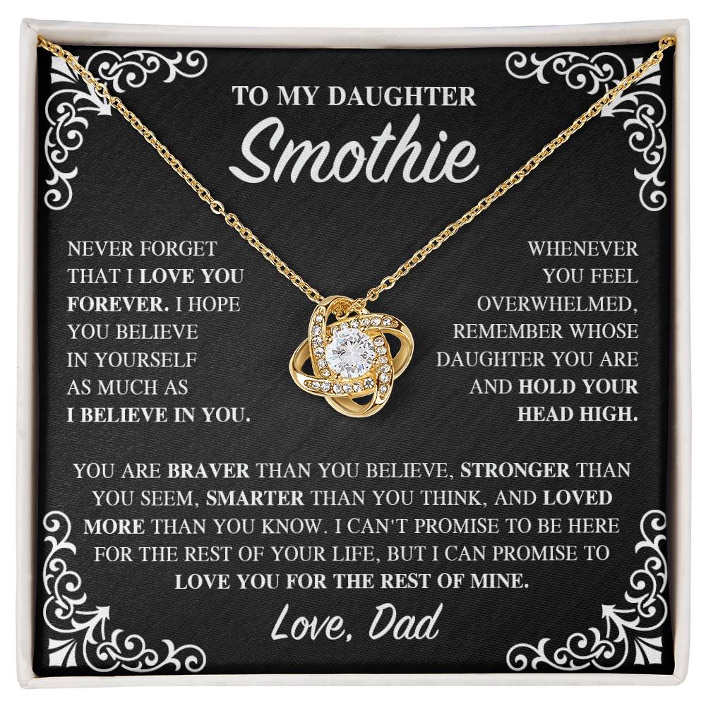 To My Daughter, Gift Fom Dad, Daughter Necklace, Gift for Daughter from Dad, Father Daughter Necklace, Gold Necklace for Daughter from Dad, Custom Name LOVE KNOT