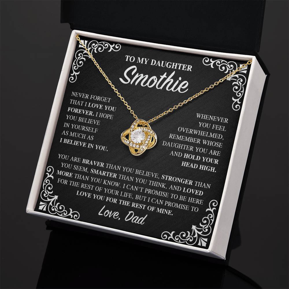 To My Daughter, Gift Fom Dad, Daughter Necklace, Gift for Daughter from Dad, Father Daughter Necklace, Gold Necklace for Daughter from Dad, Custom Name LOVE KNOT