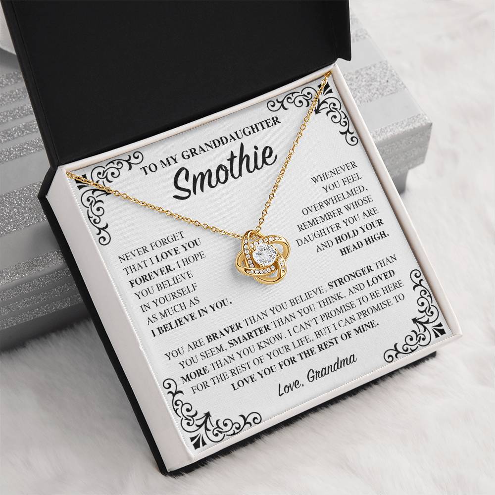 Granddaughter Necklace - Granddaughter Gifts from Grandma, Graduation Gifts for Her, Birthday Inspirational Wedding Jewelry Gifts for Granddaughter, Handmade Necklace Granddaughter Personalized Gifts LOVE KNOT
