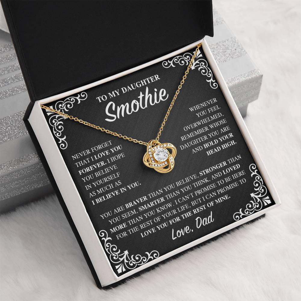 To My Daughter, Gift Fom Dad, Daughter Necklace, Gift for Daughter from Dad, Father Daughter Necklace, Gold Necklace for Daughter from Dad, Custom Name LOVE KNOT