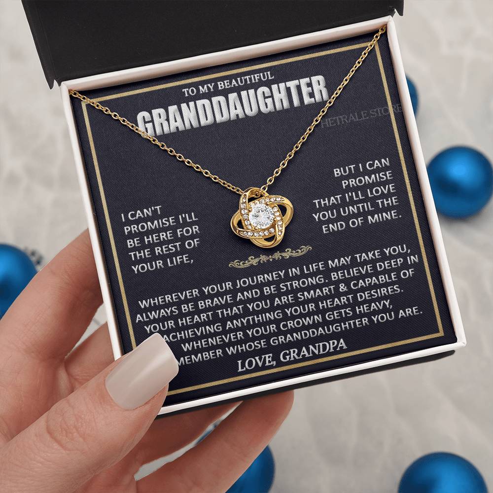 To My Beautiful Granddaughter Necklace - Granddaughter Gifts From Grandpa Grandma, Granddaughter birthday card Gifts To My Granddaughter Graduation Pendant Jewelry with Message Card and Gift Box