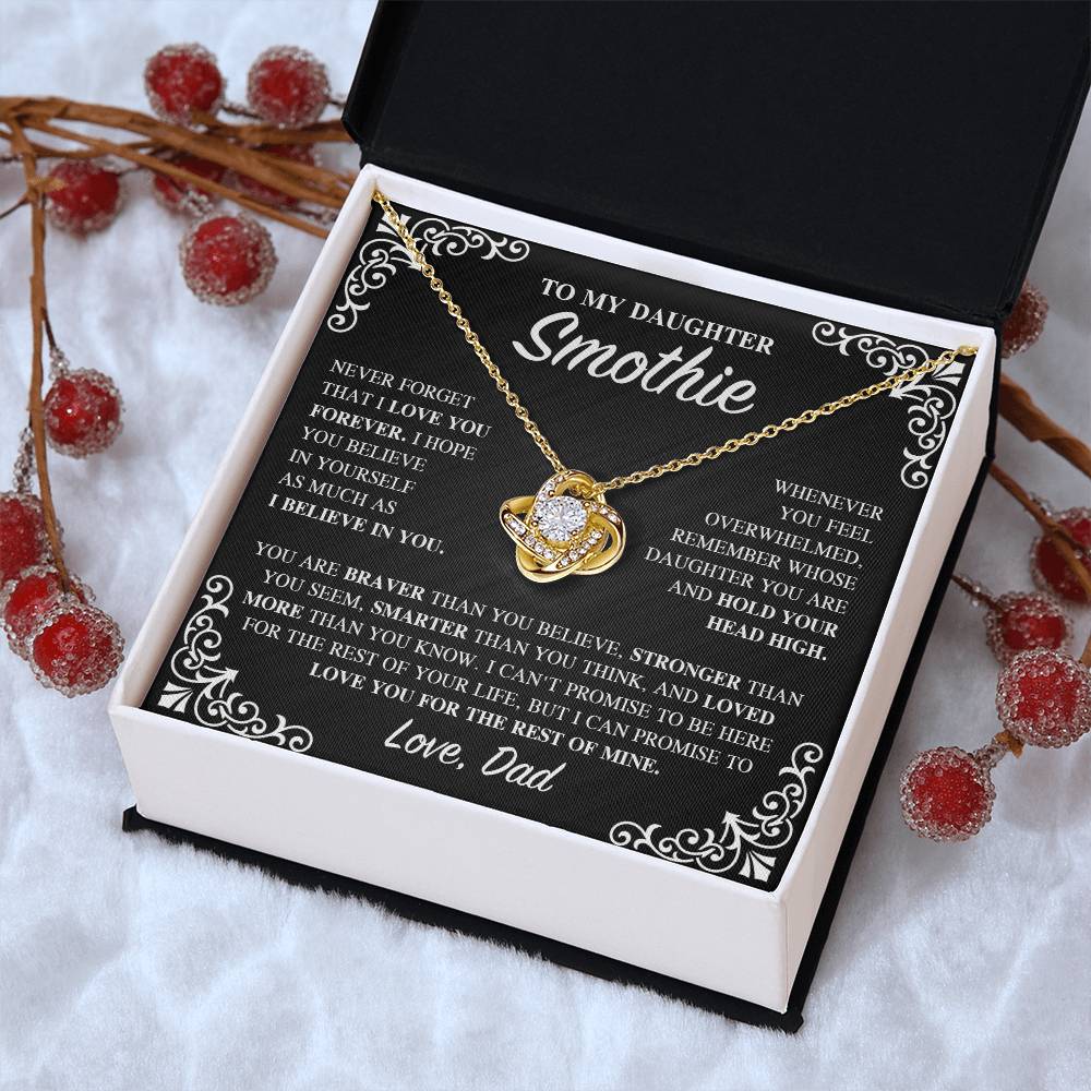 To My Daughter, Gift Fom Dad, Daughter Necklace, Gift for Daughter from Dad, Father Daughter Necklace, Gold Necklace for Daughter from Dad, Custom Name LOVE KNOT