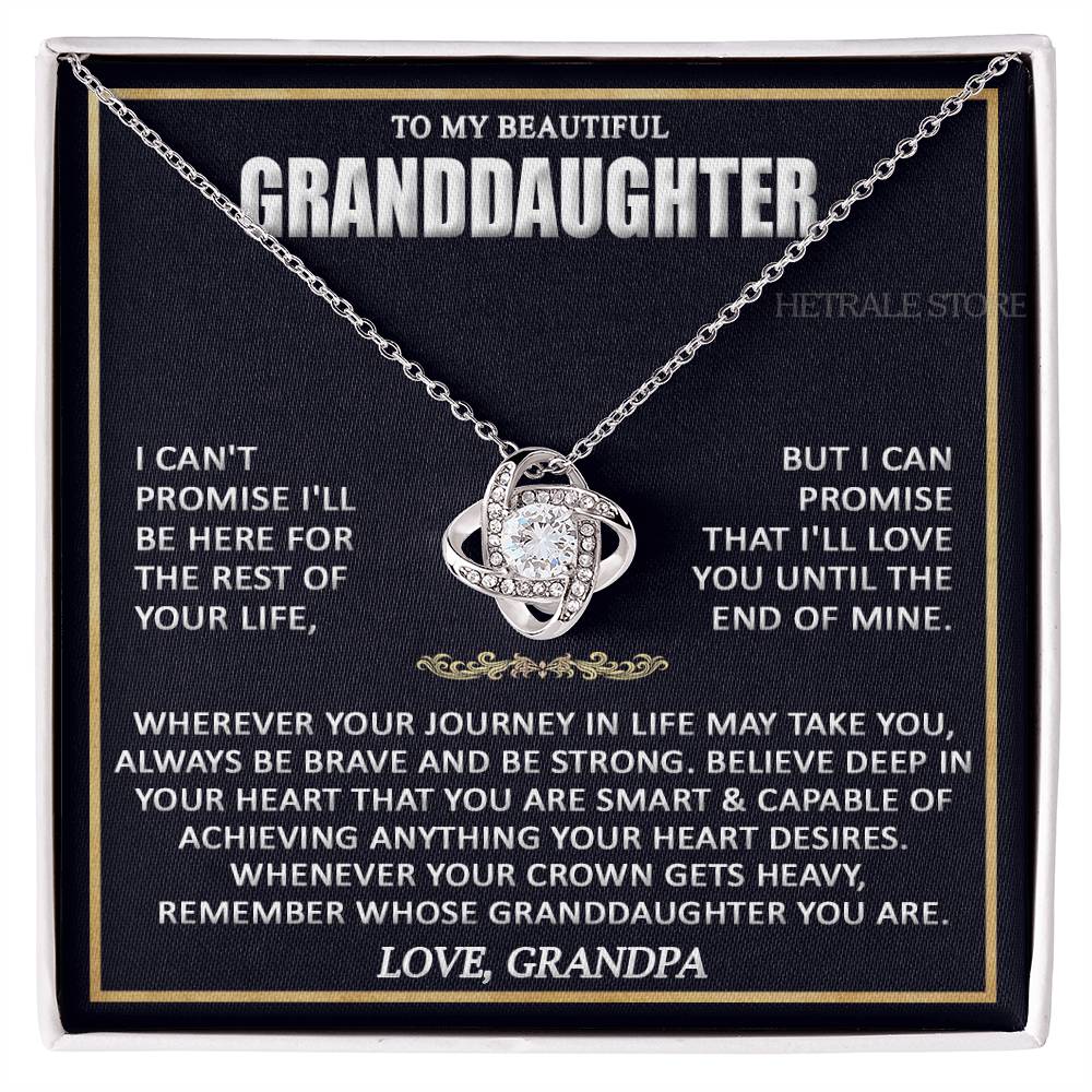 To My Beautiful Granddaughter Necklace - Granddaughter Gifts From Grandpa Grandma, Granddaughter birthday card Gifts To My Granddaughter Graduation Pendant Jewelry with Message Card and Gift Box