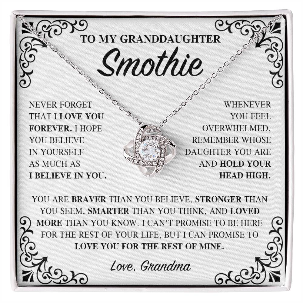 Granddaughter Necklace - Granddaughter Gifts from Grandma, Graduation Gifts for Her, Birthday Inspirational Wedding Jewelry Gifts for Granddaughter, Handmade Necklace Granddaughter Personalized Gifts LOVE KNOT