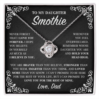 To My Daughter, Gift Fom Dad, Daughter Necklace, Gift for Daughter from Dad, Father Daughter Necklace, Gold Necklace for Daughter from Dad, Custom Name LOVE KNOT