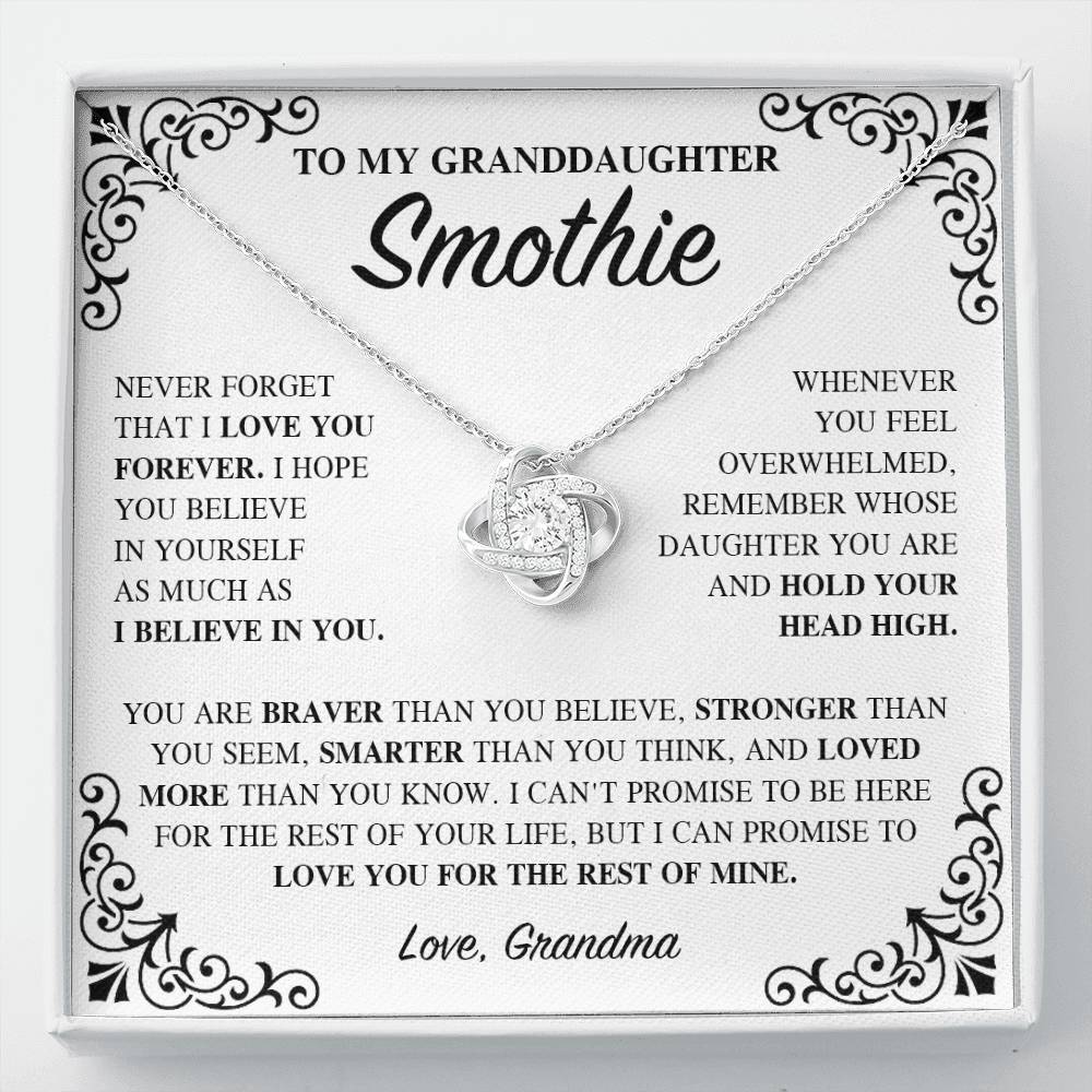 Granddaughter Necklace - Granddaughter Gifts from Grandma, Graduation Gifts for Her, Birthday Inspirational Wedding Jewelry Gifts for Granddaughter, Handmade Necklace Granddaughter Personalized Gifts LOVE KNOT