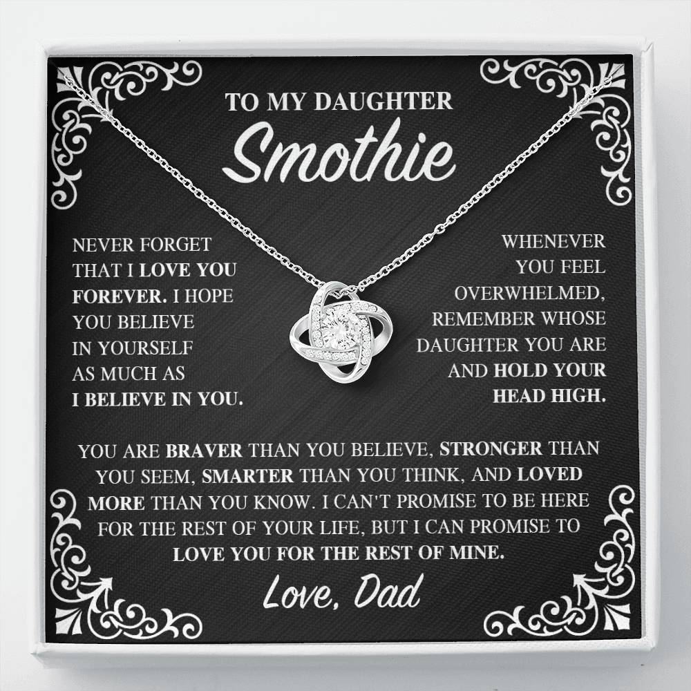 To My Daughter, Gift Fom Dad, Daughter Necklace, Gift for Daughter from Dad, Father Daughter Necklace, Gold Necklace for Daughter from Dad, Custom Name LOVE KNOT