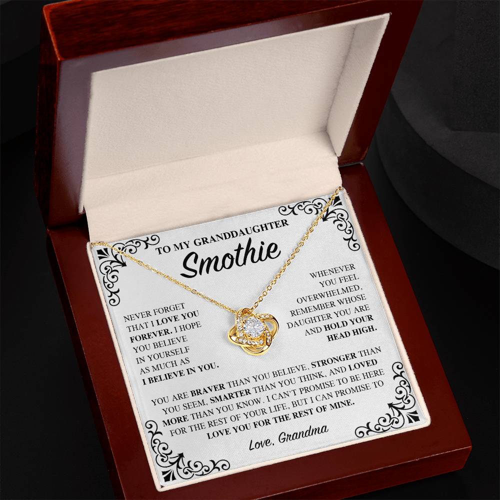 Granddaughter Necklace - Granddaughter Gifts from Grandma, Graduation Gifts for Her, Birthday Inspirational Wedding Jewelry Gifts for Granddaughter, Handmade Necklace Granddaughter Personalized Gifts LOVE KNOT