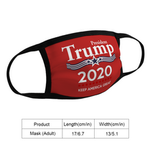 Load image into Gallery viewer, President Trump 2020 Face Mask Keep America Great Mask Fabric Reusable Washable