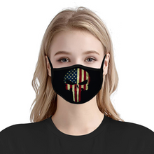 Load image into Gallery viewer, American Flag Punisher Skull Face Mask Reusable Fabric Mask Protective Mouth