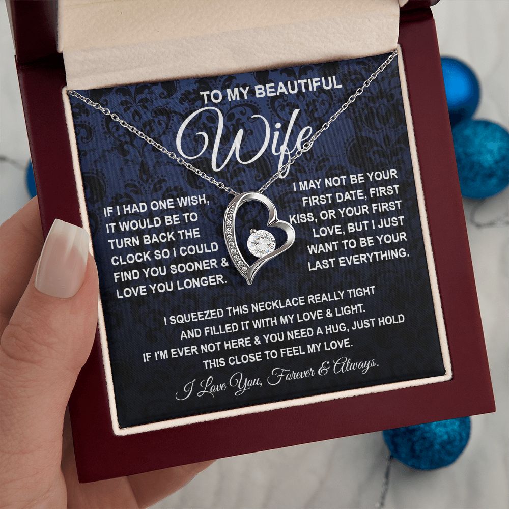 To My Beautiful Wife Necklace, Soulmate Jewelry For Women, Wife Necklace From Husband, Soulmate Gift For Her, To My Future Soulmate Necklace Message Card and Necklace Gift Box Gift Box Styles on Birthday, Wedding, Anniversary, Valentine Forever Love