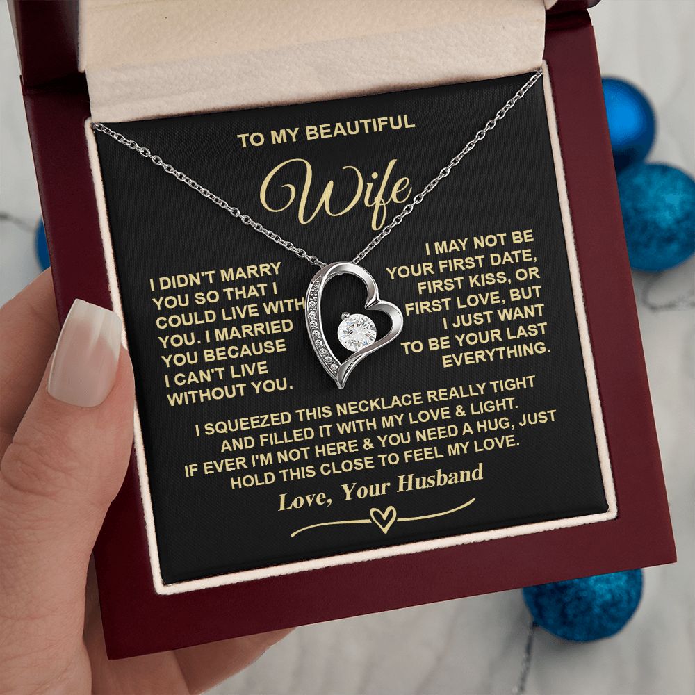 Wife Necklace Gifts from Husband, Gifts for Wife Birthday Gifts from Husband, Necklaces for Wife from Husband to My Wife Message Card and Necklace Gift Box Gift Box Styles on Birthday, Christmas, Wedding, Anniversary, Valentine Forever Love