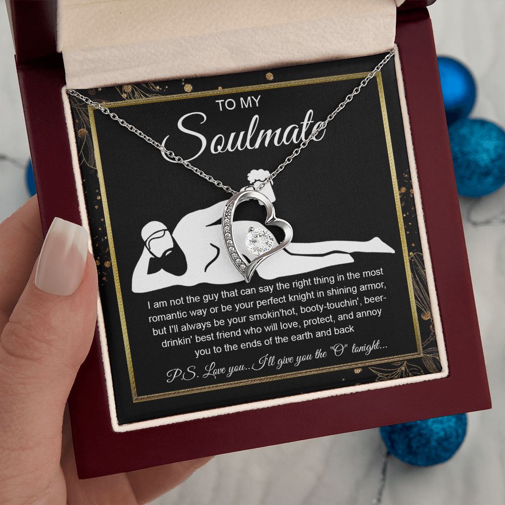 To My Soulmate Necklace For Women, Funny Gifts For Girlfriend,Valentine Christmas Presents For Girlfriend, Best Birthday Meaningful Gift Ideas For Wife, Women Romantic Jewelry For Her Wedding Message Card and Gift Box Styles Forever Love